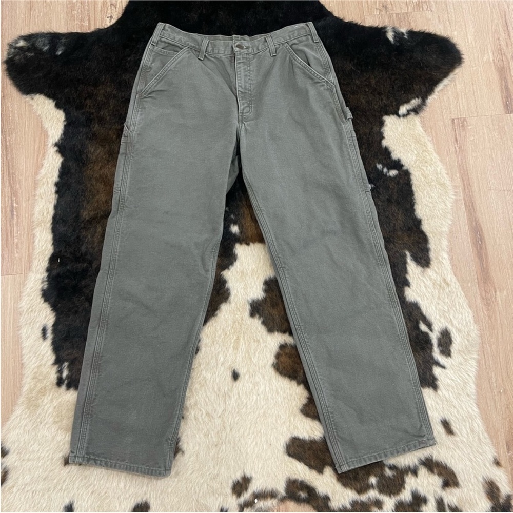 Moss green Carhartt lined carpenter pants